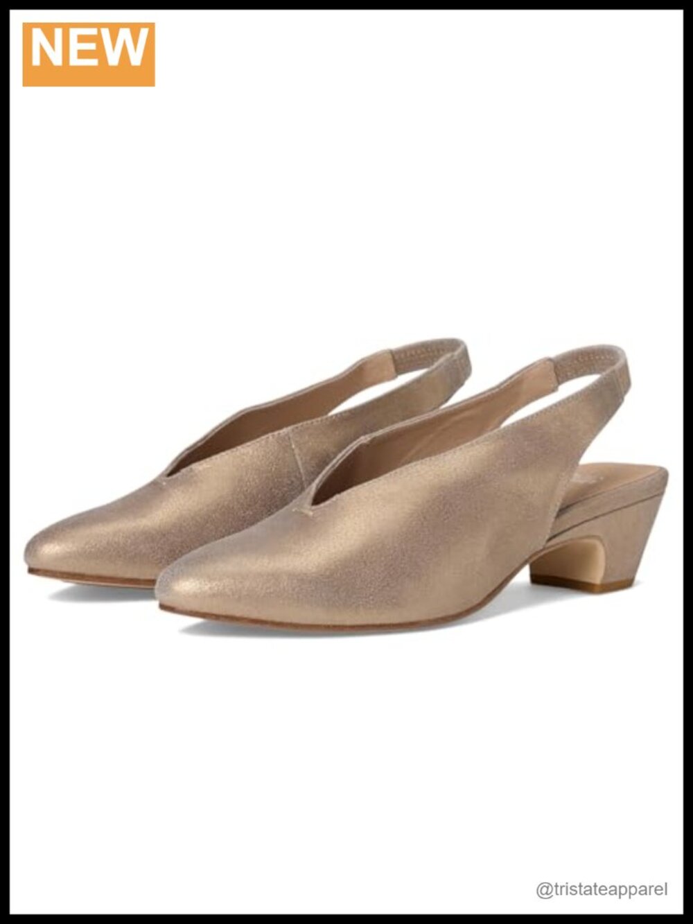 Pointed Toe Slingback Heels with Comma Heel and Leather Upper